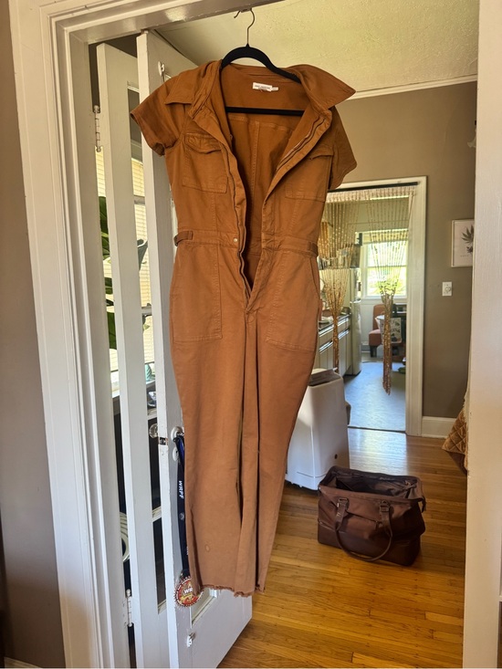 Good American Pants - Good American Rust-Tone Short-Sleeve Utility Jumpsuit